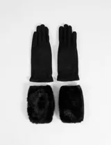 Guantes de símil gamuza color negro con mitón de pelo sintético desmontable, permitiendo dos formas de uso.