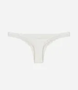 Bombacha bikini en algodón texturizado con detalles de encaje y moño frontal, diseñada para uso diario.