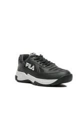 Championes deportivos Fila modelo Lugano 7.0, color blanco con detalles en azul marino y rojo, diseño con malla transpirable y suela de goma gris.