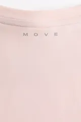 Remera de deporte DryMove de color rosado claro, con cuello redondo y mangas cortas.