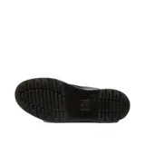 Botas de caña media Dr. Martens modelo Brookline, confeccionadas en cuero negro con acabado ceroso. Presentan cierre de cordones con seis ojales, suela gruesa con costuras amarillas visibles y tirador característico en el talón.