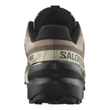 Championes Salomon Speedcross 6 de color negro, diseñados específicamente para trail running. Presentan una estructura robusta y técnica, capellada sintética y textil con refuerzos termosellados, sistema de cordones de ajuste rápido Quicklace y suela con tacos profundos para máxima tracción en terrenos difíciles.