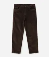 Pantalón baggy masculino de corderoy marrón con textura acanalada, corte holgado, cintura con presillas, cierre frontal y bolsillos funcionales.