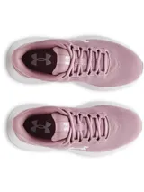 Championes de running Under Armour modelo W Phade RN 3, color rosado con suela blanca y logo de la marca en contraste. Presentan una parte superior de malla ligera y transpirable con soporte estratégico, plantilla extraíble y entresuela con amortiguación de EVA.