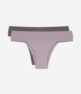 Kit de dos bombachas modelo bikini confeccionadas en microfibra, con cintura ancha y acabado bonded. Presentan un diseño liso y minimalista, con forro de algodón.