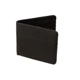 Billetera Rusty modelo Ponter, color negro, de diseño clásico plegable con costuras reforzadas y logo de la marca grabado en la esquina inferior.