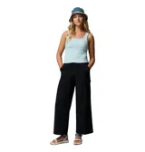 Pantalon cargo Columbia color negro de corte ancho y relajado, con cintura elastizada ajustable mediante cordón y bolsillos cargo laterales con cierre a presión.