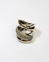 Anillo de plata 925 con doble baño de oro y circonias blancas.