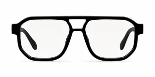 Lentes con protección contra luz azul y UV400, con montura de diseño aviador en color negro y cristales transparentes.