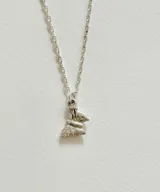 Collar de plata con cadena fina y un dije colgante en forma de mariposa.