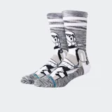 Medias Stance Star Wars modelo The Stormtrooper Crew, con diseño de un Stormtrooper y franjas horizontales en gris y blanco.