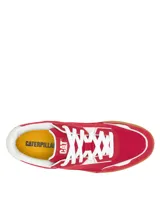 Championes Caterpillar modelo Pause Retro, de diseño minimalista con estética vintage. Confeccionados en una combinación de lona y cuero, presentan una base de goma resistente con textura hexagonal y cierre mediante cordones.