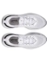 Championes de running Under Armour Infinite, con diseño en degradado de blanco a negro. Presentan parte superior de tejido de punto transpirable, amortiguación reactiva UA HOVR y suela de goma resistente para mayor tracción.