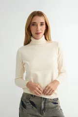Polera de cuello alto y manga larga, confeccionada en tejido de punto fino con un diseño ajustado al cuerpo.