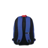 Mochila azul con detalles en negro y rojo, con el logo de la NBA y el escudo de los Detroit Pistons.