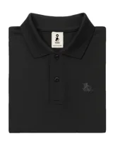 Chomba de piqué negra entallada, 100% algodón, con cuello polo y tapeta de dos botones. Presenta logo bordado en el pecho.