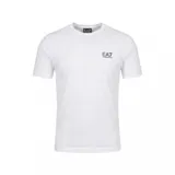 Remera Emporio Armani EA7 de manga corta y cuello redondo, color blanco, con pequeño logo impreso en el pecho.