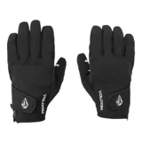 Guantes Volcom V.CO Crail Glove negros, diseñados para actividades al aire libre y deportes de tabla, con ajuste de velcro en la muñeca, detalles bordados de la marca y refuerzos en la zona de los nudillos.
