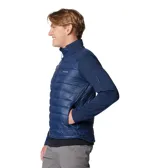 Chaqueta híbrida Columbia con panel frontal acolchado y mangas de tejido softshell liso. Cuenta con cierre frontal completo, cuello alto y bolsillos laterales con cierre. Diseño técnico con tecnología Omni-Shield repelente al agua y aislamiento térmico sintético.
