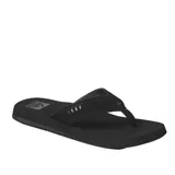 Ojotas Reef The Layback negras con plantilla texturizada y tira de tela con logo de la marca.