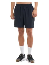 Short deportivo Under Armour modelo Launch de 7 pulgadas, color negro. Confeccionado en tejido ligero y duradero con paneles de malla para ventilación, cuenta con forro interior, cintura elástica con cordón y bolsillos laterales.