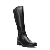 Bota de caña alta marca Bottero, confeccionada en cuero negro con diseño de silueta clásica, punta redondeada y taco bajo cuadrado.
