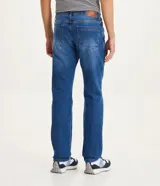 Pantalón de jean azul, corte recto, marca Marfinno.