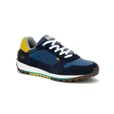 Championes Caterpillar Trigen Mesh en color azul, con detalles en amarillo, blanco y turquesa. Combinan ante, ante revestido y malla, con suela exterior de goma resistente y entresuela de EVA ligera.