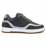 Zapatillas Airwalk modelo Faze Grey, en tonos gris y blanco, con suela blanca y base de goma marrón. Presentan detalles de gamuza, paneles de malla y el logo de la marca en el lateral y la lengüeta.