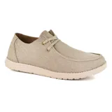 Zapato casual Hi-Tec Robert Z55 de lona celeste con cordones y suela blanca.