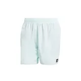 Short de baño Adidas color celeste con logo de la marca en la pierna derecha.