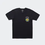 Remera azul marino de algodón con estampado de una flor con la palabra "Stance" en el pecho.