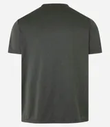 Remera deportiva verde militar de manga corta, confeccionada en tejido de malla 100% poliéster con tecnología Get Dry.