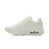 Championes Skechers Uno Savvy Debon Air, color blanco, con capellada sintética perforada, cordones al tono y suela con cámara de aire visible.