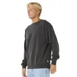 Buzo negro de algodón con cuello redondo, puños y cintura acanalados.