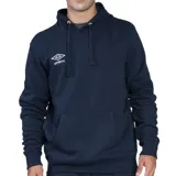 Canguro deportivo Umbro de color negro, con capucha ajustable mediante cordones, bolsillo frontal tipo canguro y puños elásticos. Presenta el logo de la marca bordado en blanco en el pecho.