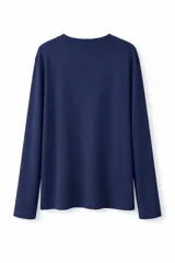 Remera de manga larga con cuello redondo, confeccionada en tejido de punto liso.