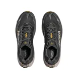 Championes de trail running Hoka Torrent 4, color negro con suela y entresuela en tonos beige y marrón, y el logo de la marca en el lateral.