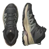 Botas de trekking Salomon X Ultra 360 Mid Gore-Tex, de media caña, color negro, gris y tostado. Cuenta con tecnología impermeable Gore-Tex, chasis avanzado para mayor estabilidad, suela Contagrip con agarre todoterreno y cordones tradicionales.
