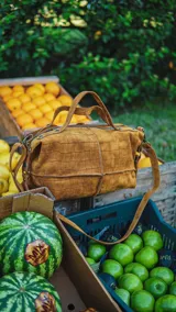 Bolso de mano tipo satchel color tostado, confeccionado en cuero con textura grabada tipo cocodrilo. Cuenta con doble asa superior, correa larga ajustable y extraíble para usar como bandolera, y cierre principal.