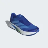 Championes de running Adidas Duramo SL 2, color azul con detalles en celeste y suela blanca con acento verde. Confeccionados en malla transpirable y material sintético, cuentan con amortiguación LIGHTMOTION y suela Adiwear de alta resistencia.