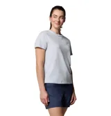 Remera Columbia Sun Trek Ss Ii de manga corta y cuello redondo, color gris claro, con el logo de la marca estampado en el pecho.