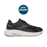 Championes deportivos Joma Vitaly Lady 2501, color negro con detalles en blanco y rosa. Corte elaborado en mesh con perforaciones VTS para ventilación, material sintético para ajuste y firmeza. Mediasuela con drop 10 mm construida en phylon para confort, flexibilidad y amortiguación. Suela de caucho resistente al desgaste por abrasión.