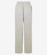 Pantalón fluido de Blue Steel confeccionado en mezcla de viscosa y lino, color beige, con cintura elástica fruncida y lazo ajustable del mismo tejido. Presenta un corte holgado de pernera ancha.