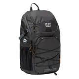 Mochila Caterpillar modelo Le Meije, color gris oscuro, diseñada para trekking y uso urbano. Cuenta con compartimento principal con cremallera en U, bolsillos organizadores internos, bolsillo frontal, cordón elástico exterior, bolsillos laterales de red y correas acolchadas ajustables.