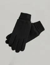 Guantes de tejido soft color negro, con diseño liso y puño elastizado.