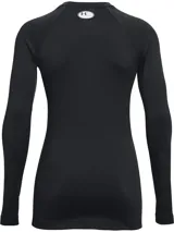 Remera de entrenamiento Under Armour ColdGear Authentics Crew, color negro, de calce ajustado, con mangas largas y logo estampado en el pecho.