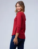 Remera negra de algodón, marca Ruby Rd, con mangas 3/4 y escote redondo.
