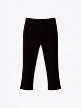 Pantalón capri de tiro alto con pretina ancha, confeccionado en punto roma, un tejido elastizado de estructura firme que se ajusta a la silueta.