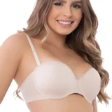 Soutien color arena de microfibra, con aros para mayor sujeción y copas enteras. Posee breteles desmontables, permitiendo su uso como strapless.